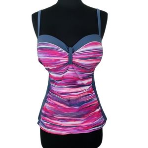 Free Country Striped Tankini Bathing Suit Top